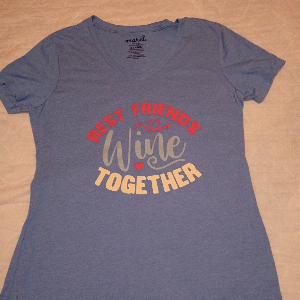 Marcel Women's Blue 'Best Friends Wine Together' Tee